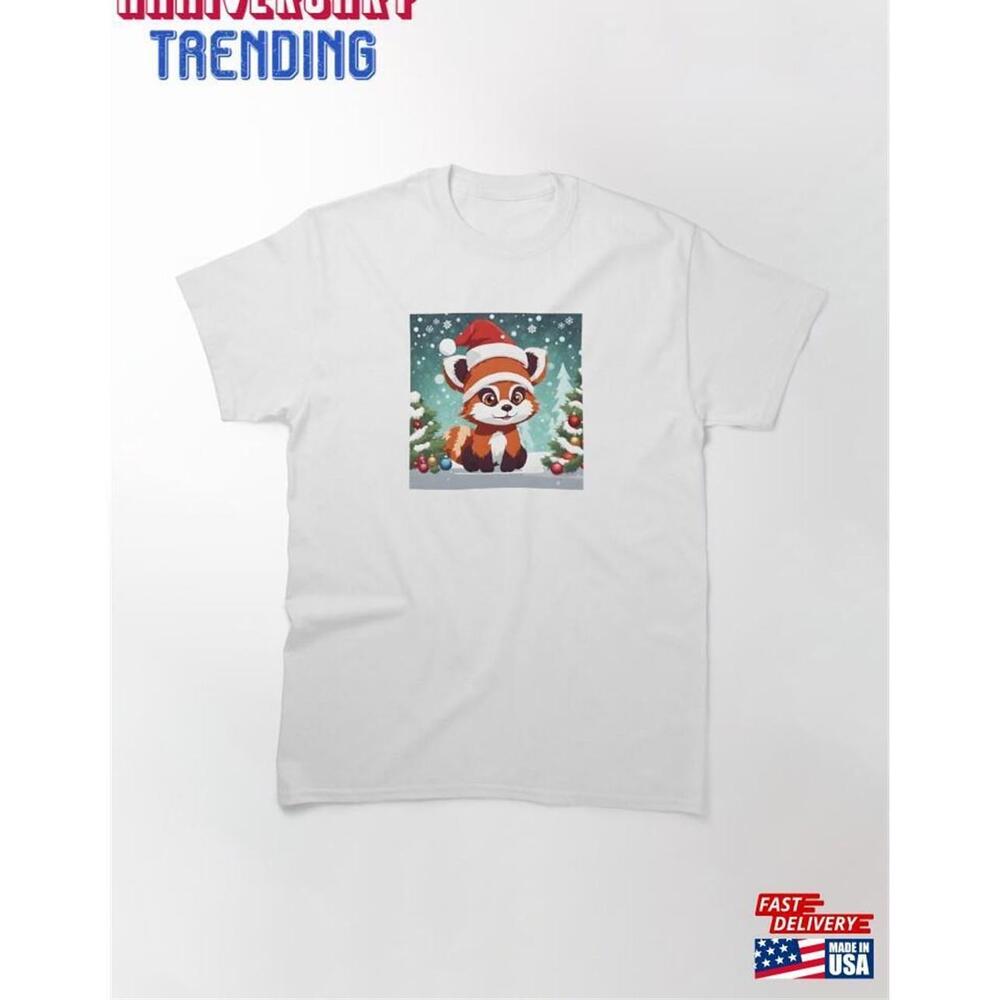 Cute Christmas Red Panda Design Classic Tshirt Unisex